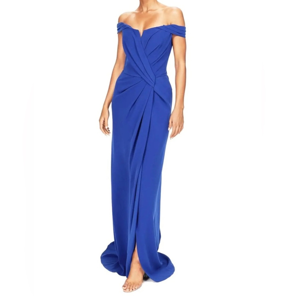 RENE RUIZ COLLECTION OFF THE SHOULDER DRAPED GOWN SIZE 4